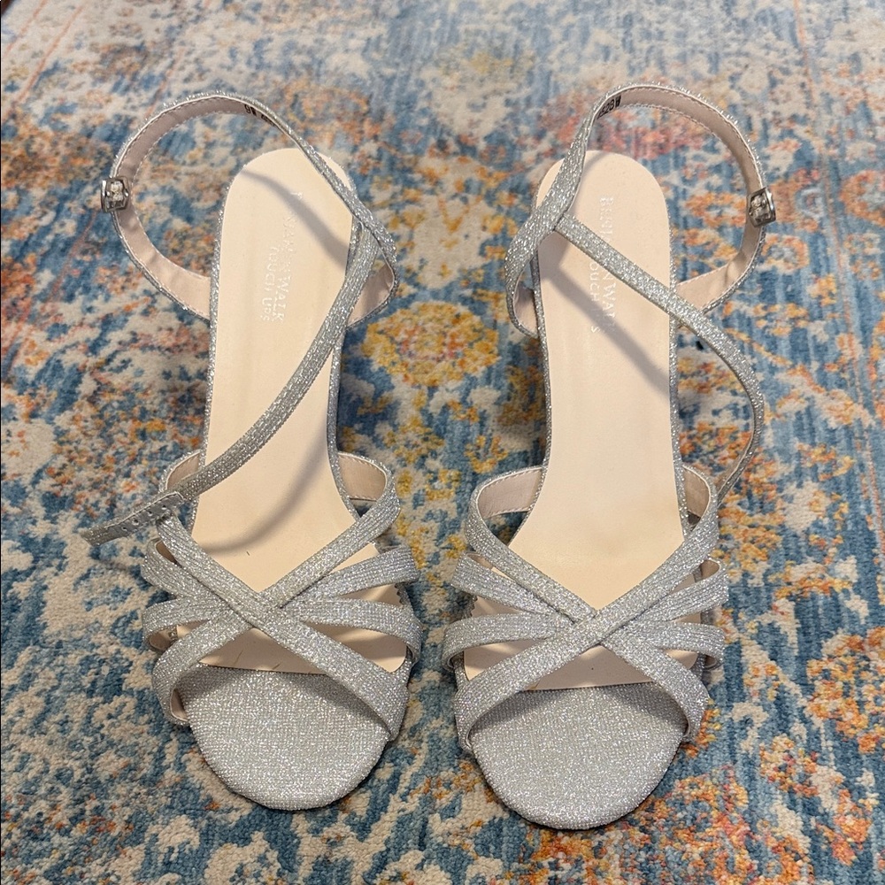 Benjamin Walk Glittering Silver Strappy Heels